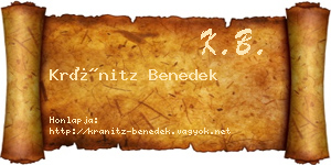 Kránitz Benedek névjegykártya