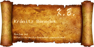 Kránitz Benedek névjegykártya
